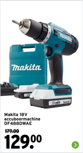 GAMMA Makita 18V accuboormachine DF488DWAE aanbieding