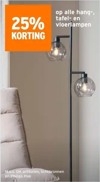 GAMMA Op alle hang, tafel en vloerlampen aanbieding