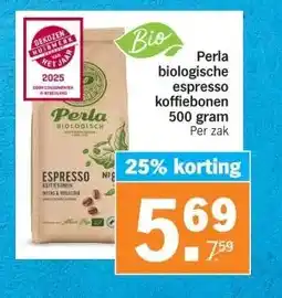 Albert Heijn Perla biologische espresso koffiebonen 500 gram aanbieding