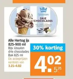 Albert Heijn Alle Hertog ijs 825-900 ml aanbieding