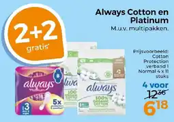 Trekpleister Always Cotton en Platinum aanbieding