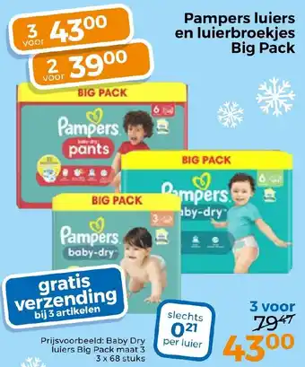 Trekpleister Pampers luiers en luierbroekjes Big Pack aanbieding