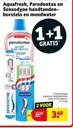 Kruidvat Aquafresh, Parodontax en Sensodyne handtanden- borstels en mondwater aanbieding