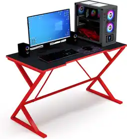 Bol.com Soph&Tess Gaming Bureau - Table Game tafel - Zwart - Rood - Gaming Desk - Bureau - 119 * 59 cm aanbieding