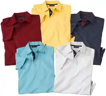 Amazon ATLAS FOR MEN - Set van 5 herenpoloshirts - korte mouwen - verkrijgbaar in grote maten M tot 5XL aanbieding