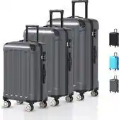 Bol.com Voyagoux Kofferset 3 delig - ABS kofferset - L / M / S - Koffer - Donkergrijs aanbieding