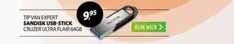 Expert SanDisk Cruzer Ultra Flair 64GB (USB 3.0) Zwart aanbieding