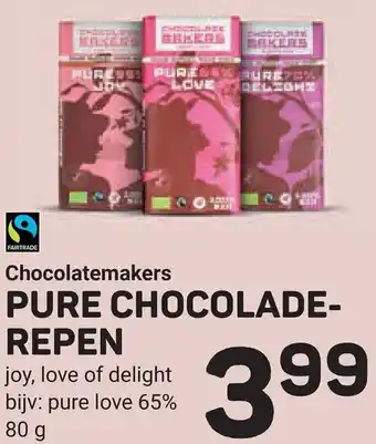 Ekoplaza Chocolatemakers Pure chocoladerepen aanbieding