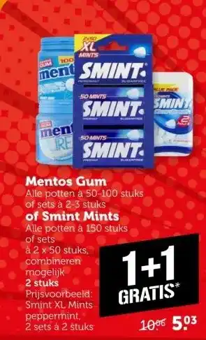 Coop Mentos Gum of Smints Mints aanbieding