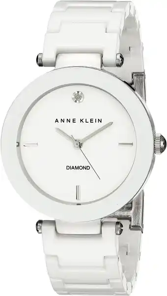 Amazon Anne Klein Women's Genuine Diamond Dial Ceramic Bracelet Watch aanbieding