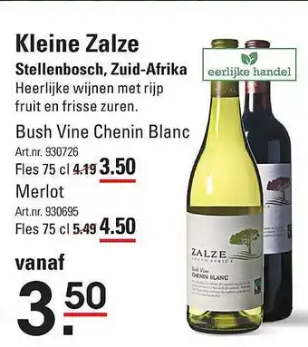 Sligro Kleine Zalze 75 cl aanbieding