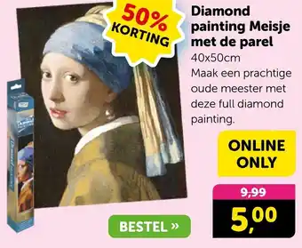 Boekenvoordeel Diamond painting Meisje met de parel aanbieding