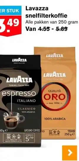 Hoogvliet Lavazza snelfilterkoffie aanbieding