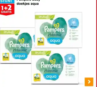 Hoogvliet Pampers baby- doekjes aqua aanbieding