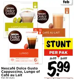 Vomar Voordeelmarkt Nescafé Dolce Gusto Cappuccino, Lungo of Café au Lait aanbieding