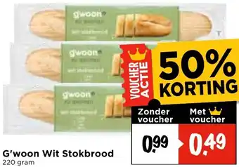 Vomar Voordeelmarkt G'woon Wit Stokbrood aanbieding