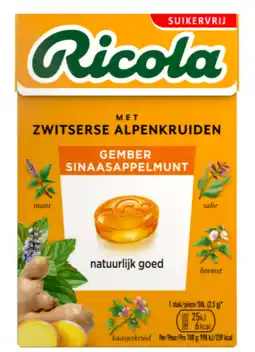 De Online Drogist Ricola Gember Sinaasappelmunt Suikervrij Doosje aanbieding