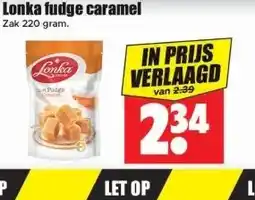 Dirk Lonka fudge caramel Zak 220 gram. aanbieding