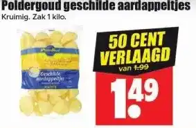 Dirk Poldergoud geschilde aardappeltjes Krulmig. Zak 1 kilo. aanbieding