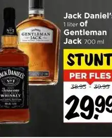 Vomar Voordeelmarkt Jack Daniel's 1 liter of Gentleman aanbieding