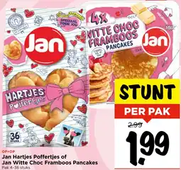 Vomar Voordeelmarkt Jan Hartjes Poffertjes of Jan Witte Choc Framboos Pancakes aanbieding