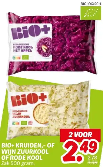 Dekamarkt Bio+ kruiden, of wijn zuurkool of rode kool aanbieding