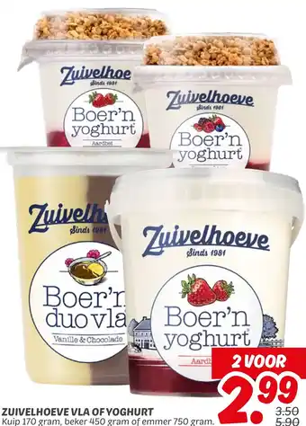 Dekamarkt Zuivelhoeve vla of yoghurt aanbieding