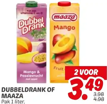 Dekamarkt Dubbeldrank of maaza aanbieding