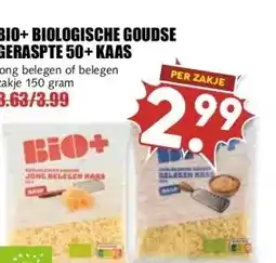 MCD Supermarkt BIO+ BIOLOGISCHE GOUDSE GERASPTE 50+ KAAS aanbieding