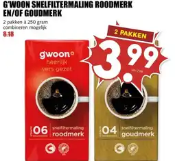 MCD Supermarkt G'WOON SNELFILTERMALING ROODMERK EN/OF GOUDMERK aanbieding