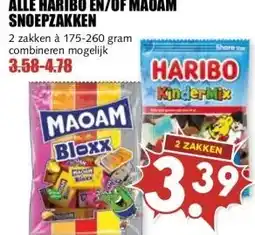 MCD Supermarkt ALLE HARIBO EN/OF MAOAM SNOEPZAKKEN aanbieding