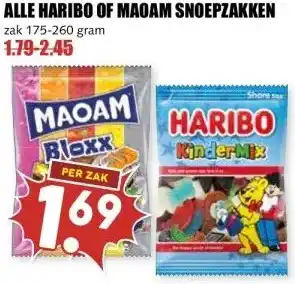 MCD Supermarkt ALLE HARIBO OF MAOAM SNOEPZAKKEN aanbieding