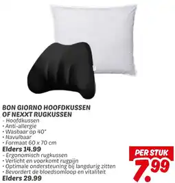 Dekamarkt Bon giorno hoofdkussen of nexxt rugkussen aanbieding