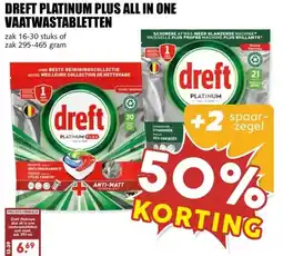 MCD Supermarkt DREFT PLATINUM PLUS ALL IN ONE VAATWASTABLETTEN aanbieding