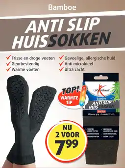 Lucovitaal Bamboe ANTI SLIP HUISSOKKEN aanbieding