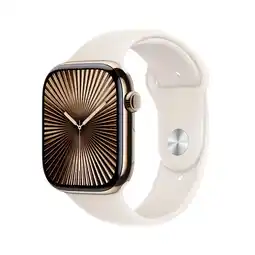 MediaMarkt Apple Watch Series 10 GPs + Cellular 42mm Starlight Sport Band M/l Smartwatch Gold aanbieding