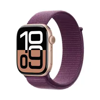 MediaMarkt Apple Watch Series 10 GPs + Cellular 46mm Plum Sport Loop Smartwatch Rose Gold aanbieding