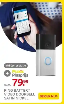 Praxis RING BATTERY VIDEO DOORBELL SATIN NICKEL aanbieding