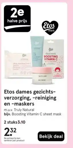 Etos Etos dames gezichts- verzorging, -reiniging en -maskers aanbieding