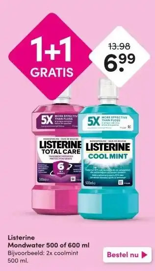 DA Listerine Mondwater 500 of 600 ml aanbieding