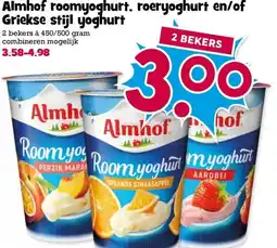 Boon`s Markt Almhof roomyoghurt, roeryoghurt en/of Griekse stijl yoghurt aanbieding