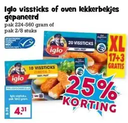 Boon`s Markt Iglo vissticks of oven lekkerbekjes gepaneerd aanbieding