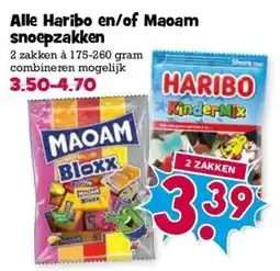 Boon`s Markt Alle Haribo en/of Maoam snoepzakken aanbieding