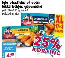 Boon`s Markt Iglo vissticks of oven lekkerbekjes gepaneerd aanbieding