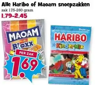 Boon`s Markt Alle Haribo of Maoam snoepzakken aanbieding