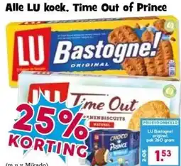 Boon`s Markt Alle LU koek. Time Out of Prince aanbieding