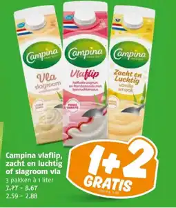 Poiesz Campina vlaflip zacht en luchtig of slagroom vla aanbieding