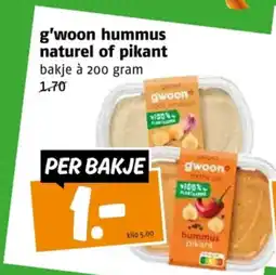 Poiesz G'woon hummus naturel of pikant aanbieding