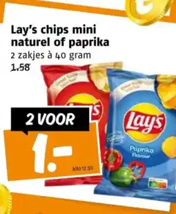 Poiesz Lay's chips mini naturel of paprika aanbieding