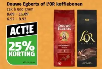 Poiesz Douwe egberts of L'OR koffiebonen aanbieding